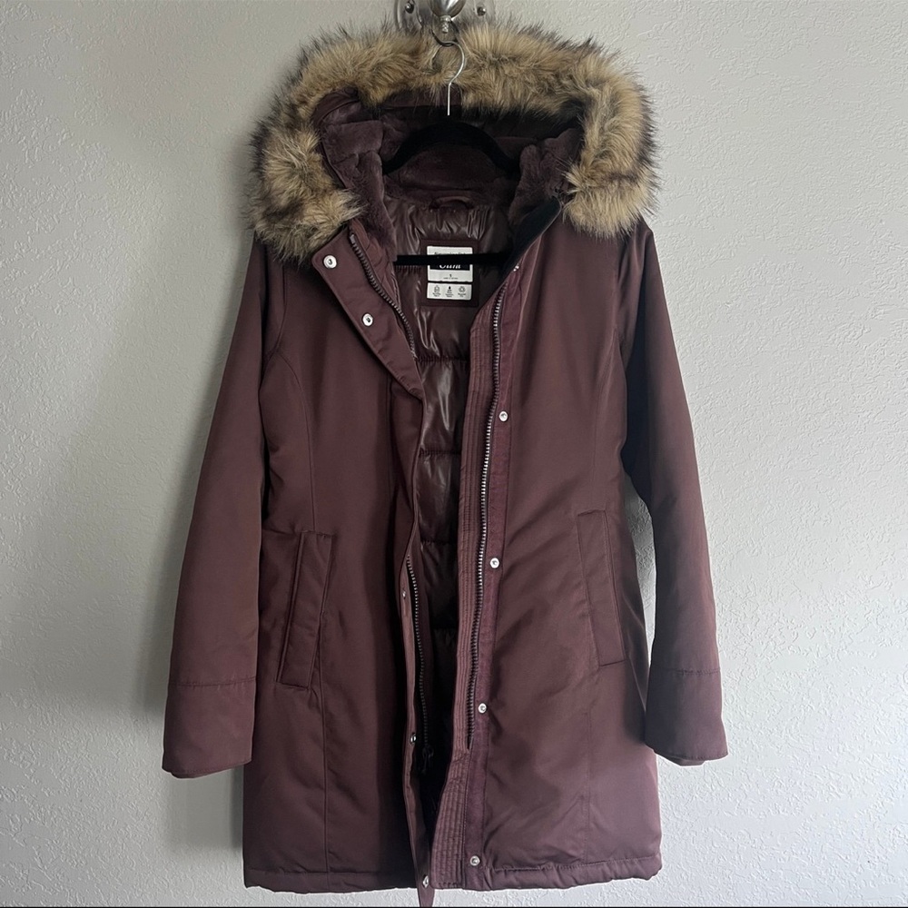 Brown Parka with Faux Fur Hood
